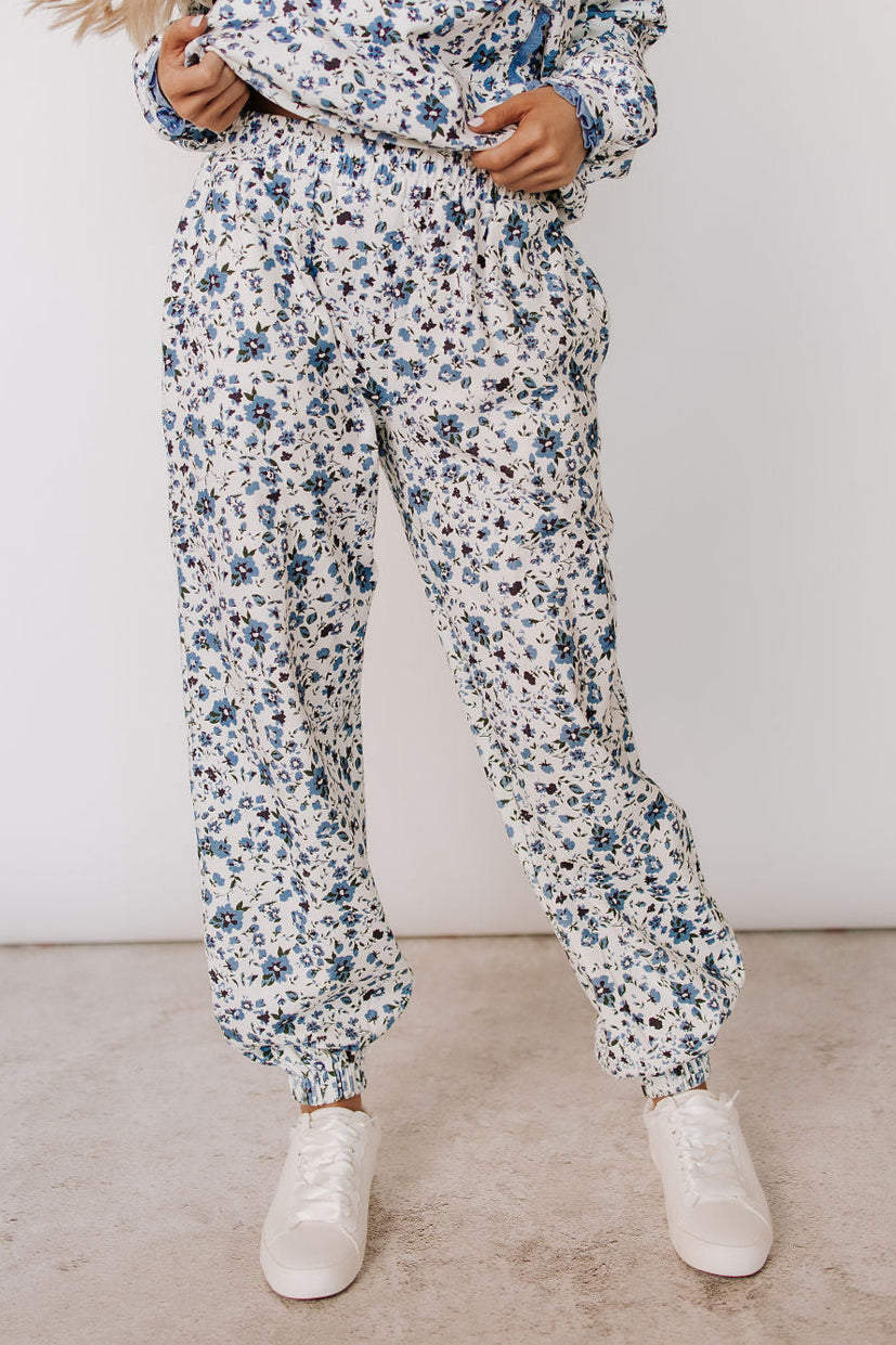 Lace Pocket Joggers - Blooming In Blue