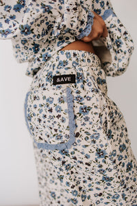 Lace Pocket Joggers - Blooming In Blue
