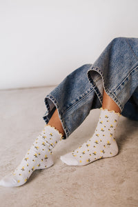 Cutie Crew Socks - Yellow Floral