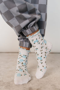 Cutie Crew Socks - Blue Floral