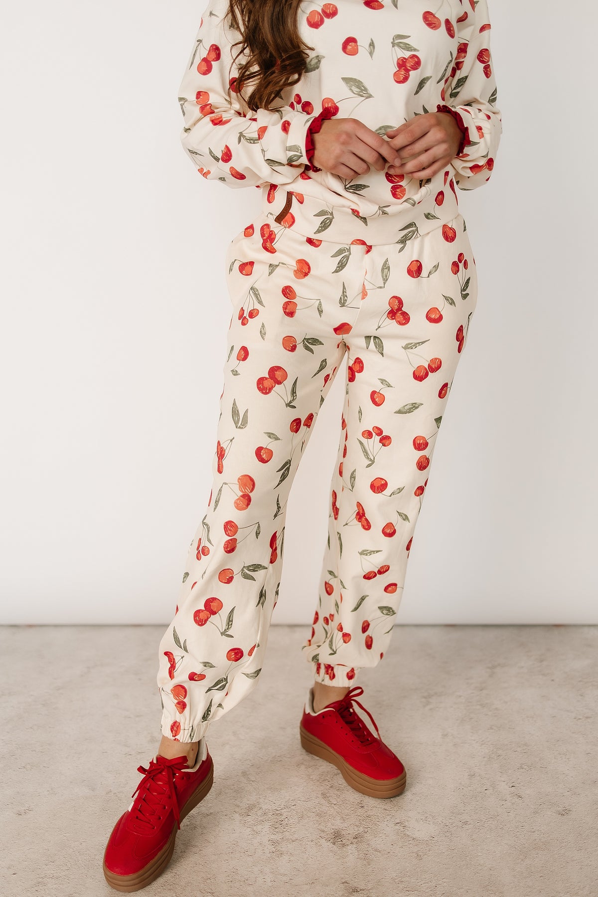 Lace Pocket Joggers - Cherry Charmed