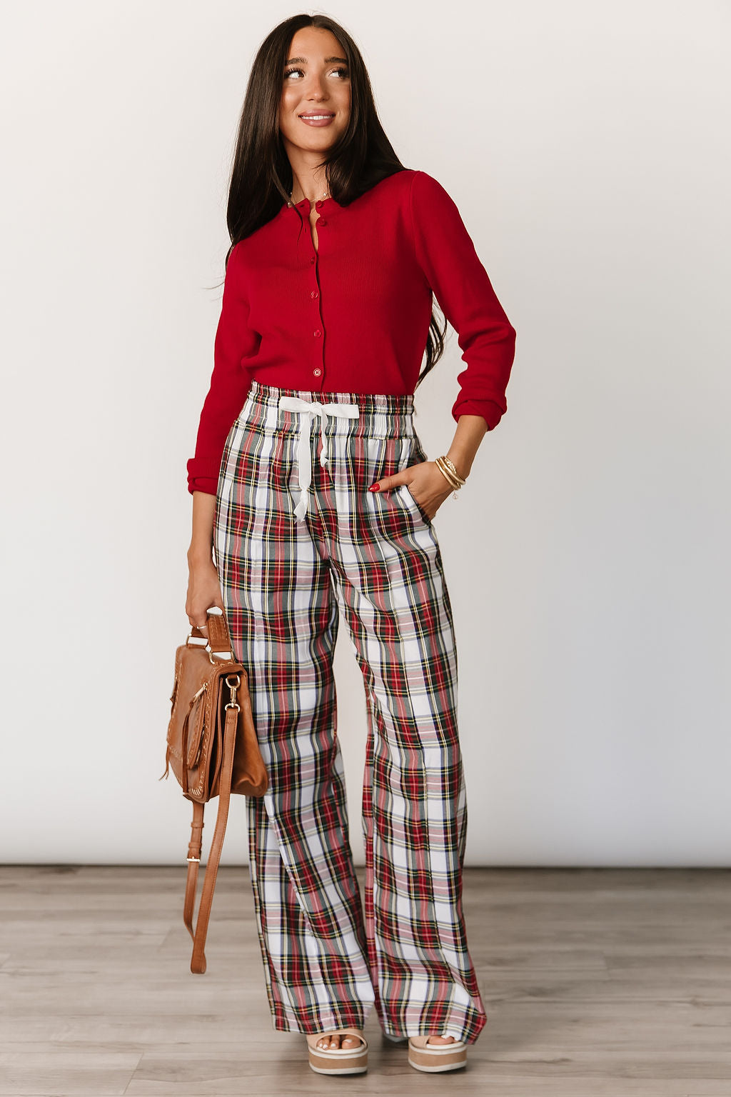Everywear Pant - White Plaid