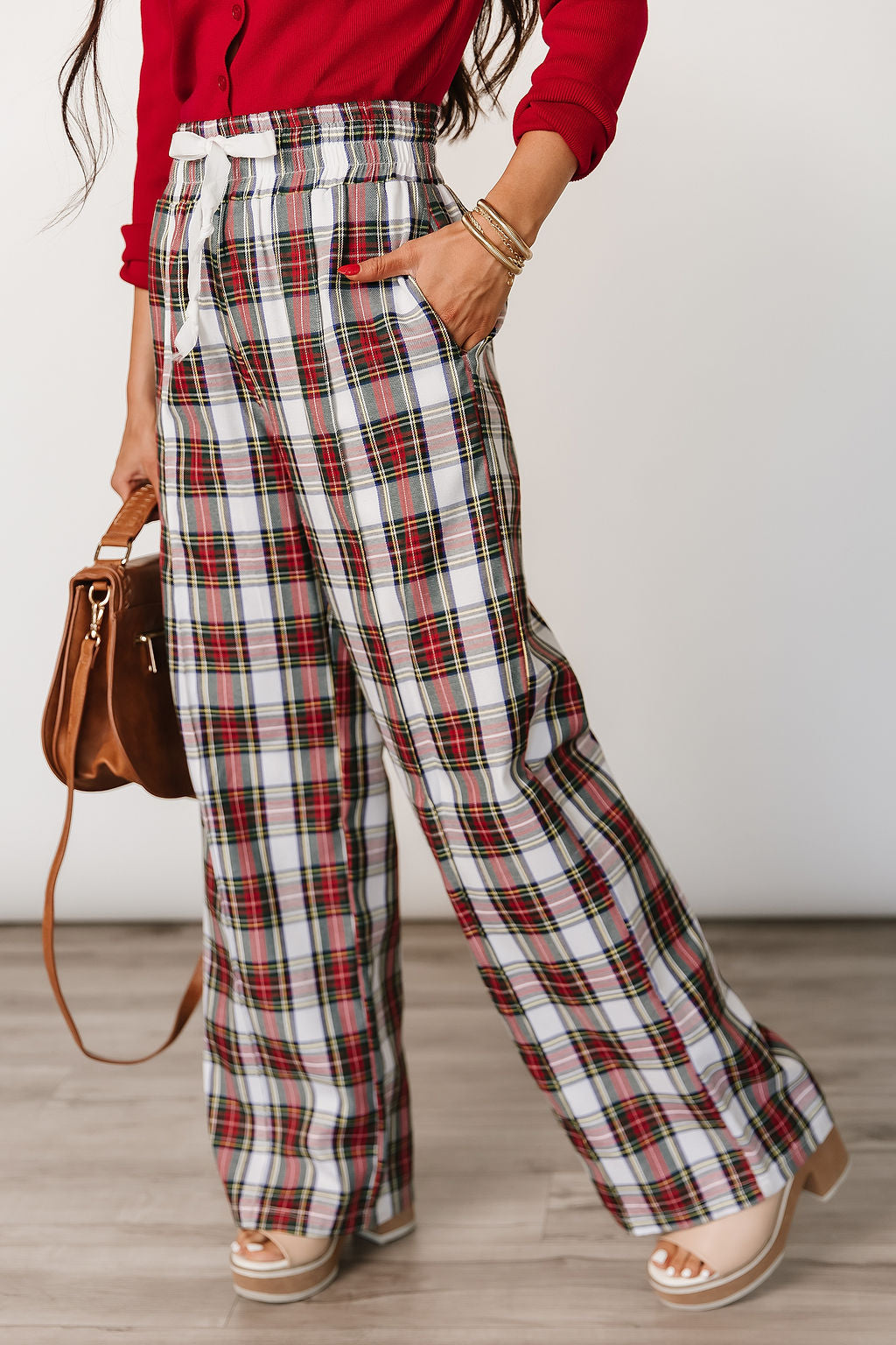 Everywear Pant - White Plaid