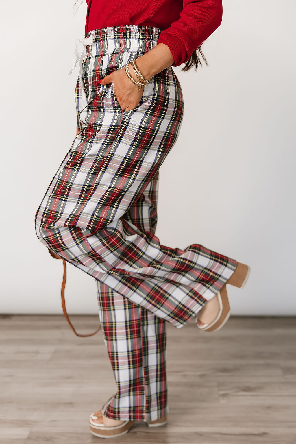 Everywear Pant - White Plaid