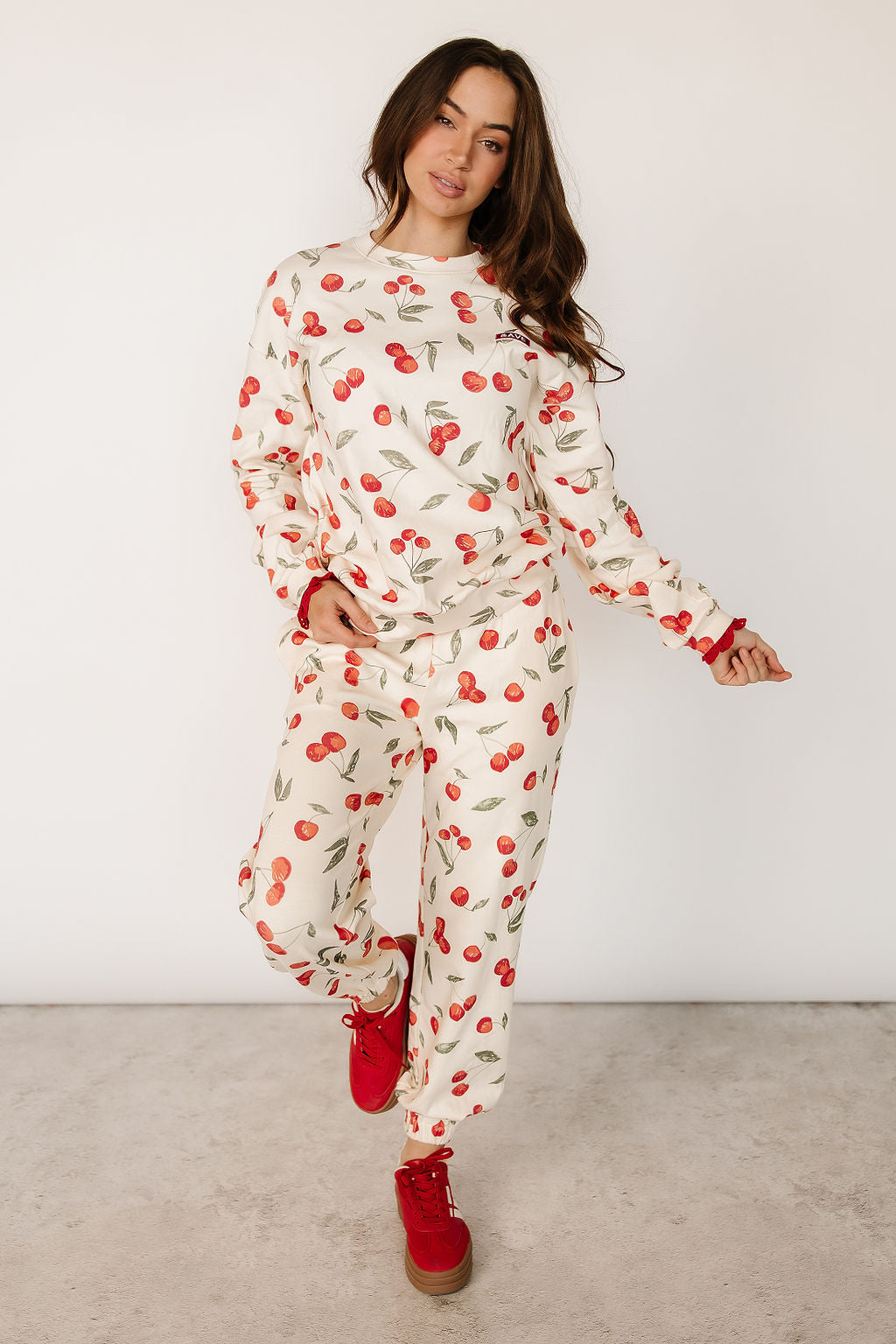 Lace Pocket Joggers - Cherry Charmed