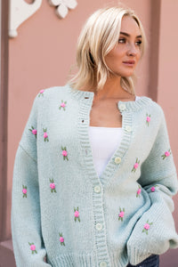 Oversized Knit Cardigan - Cozy Rosy