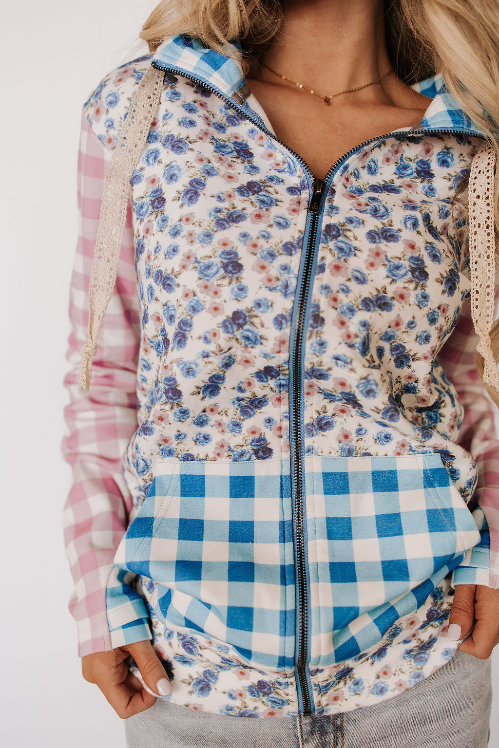 FullZip Sweatshirt - Gingham Garden