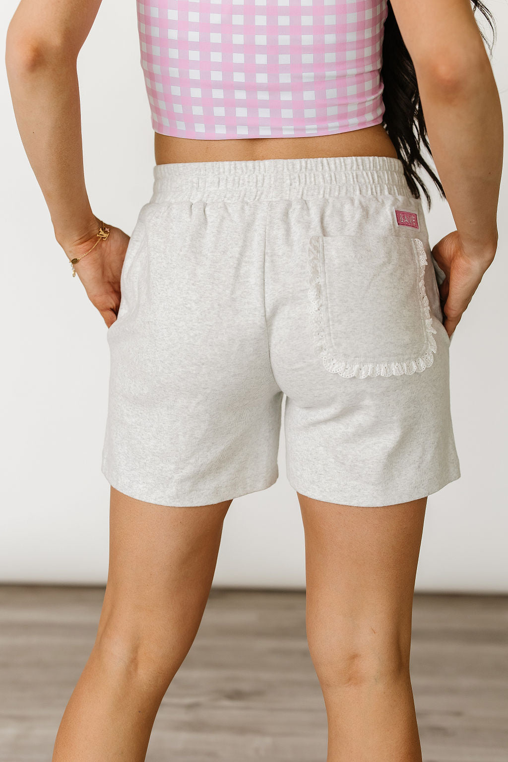 Lace Pocket Shorts - Grey