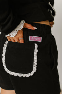 Lace Pocket Shorts - Black