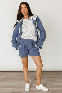 Lace Pocket Shorts - Forget Me Not