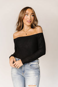 Bodysuit - Long Sleeve Off The Shoulder - Black
