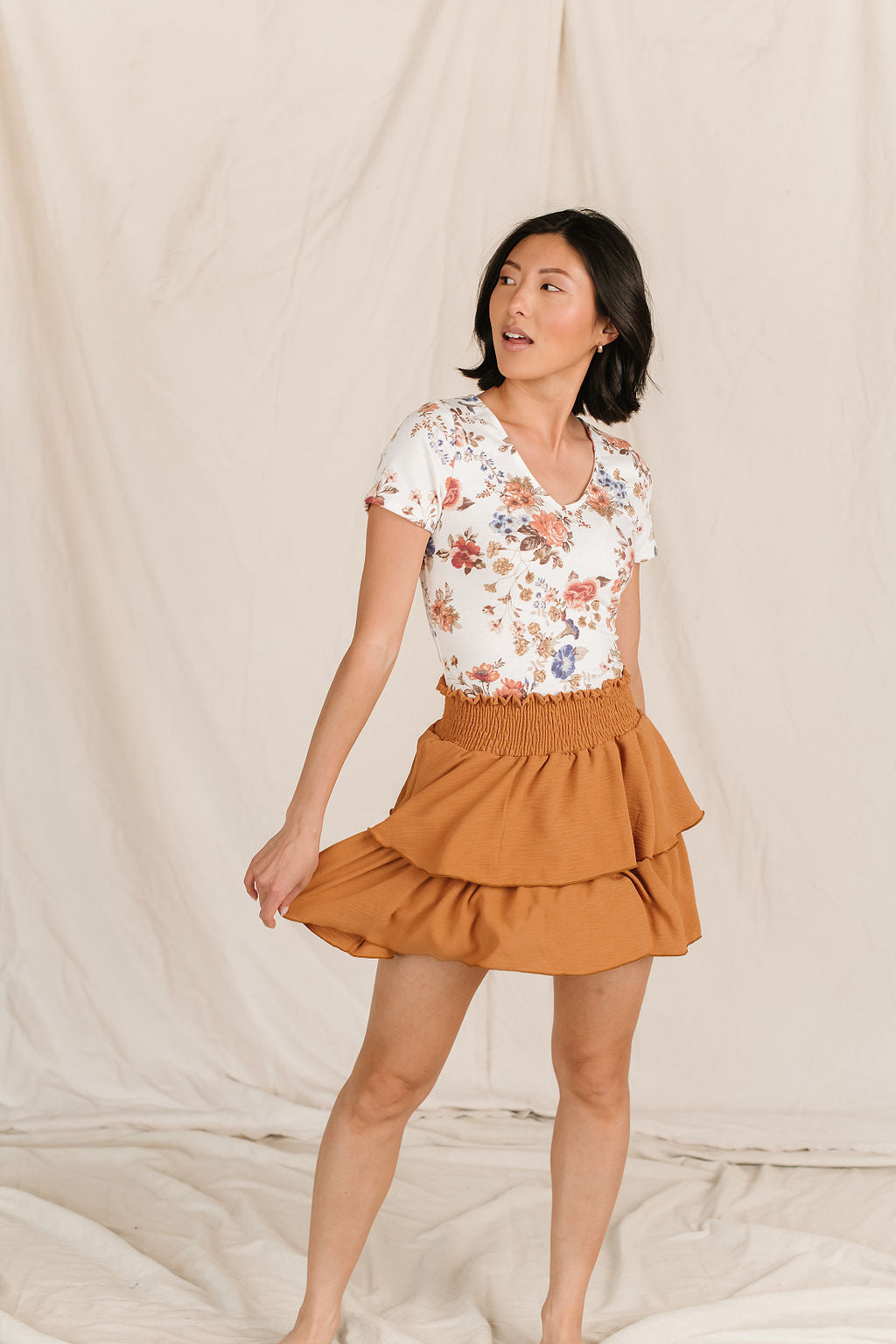 Flowy ruffle shop mini skirt