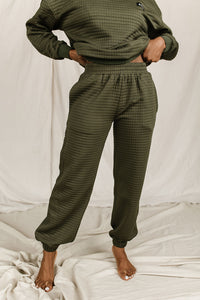Quilted Joggers - Olive