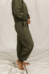 Quilted Joggers - Olive