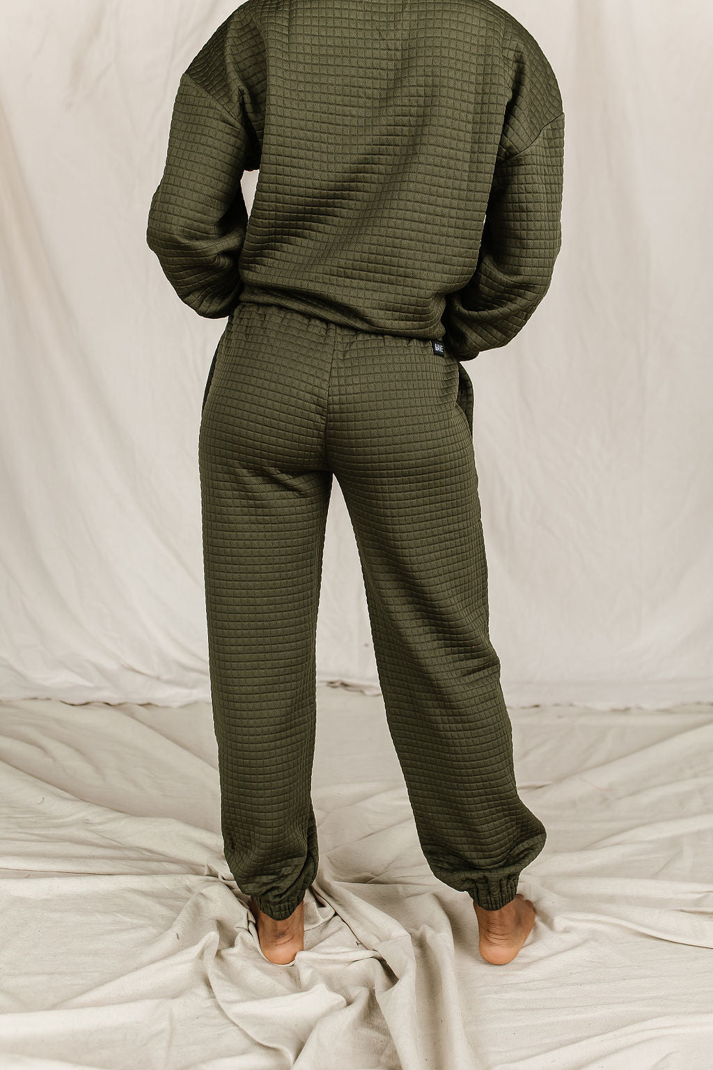 Quilted Joggers - Olive