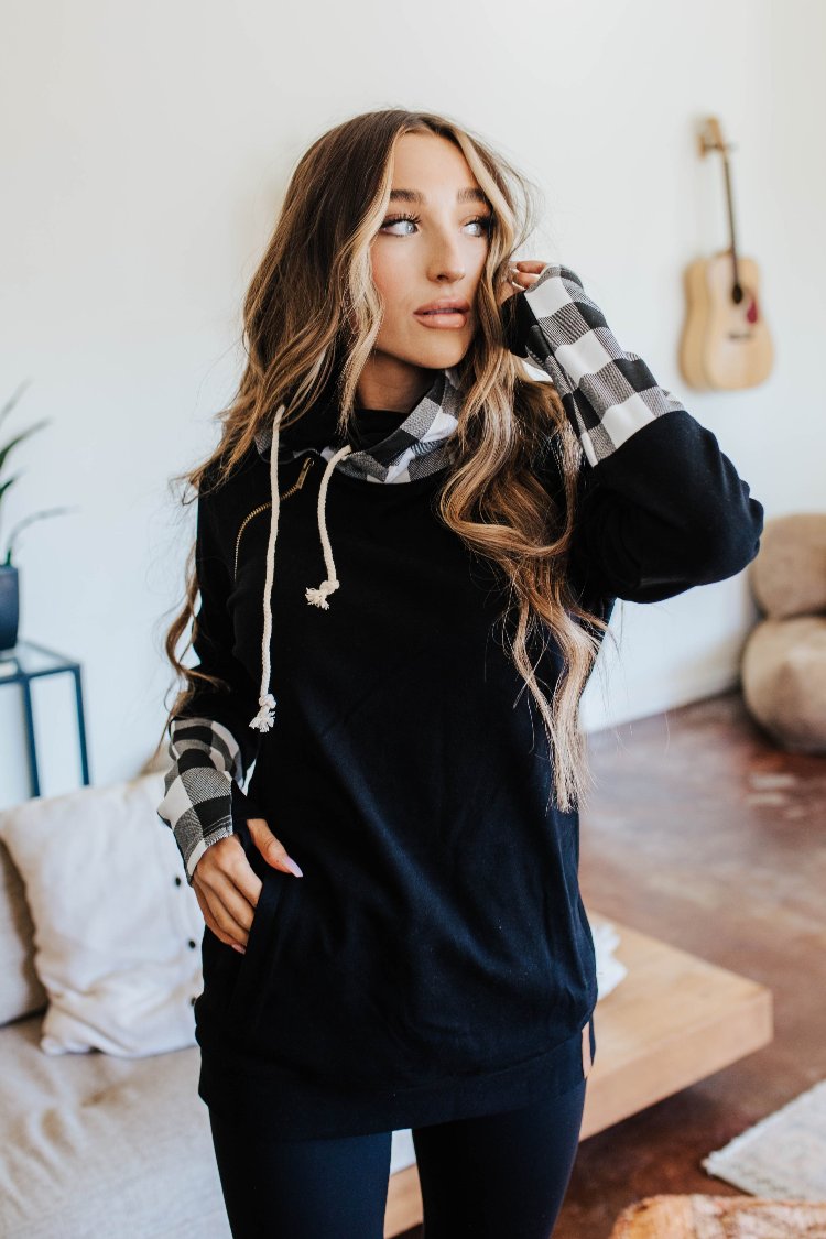 DoubleHood™ Sweatshirt - Checks Out Black