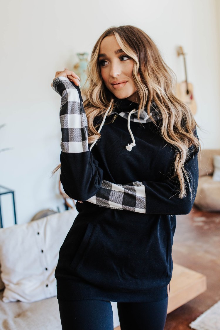 DoubleHood™ Sweatshirt - Checks Out Black