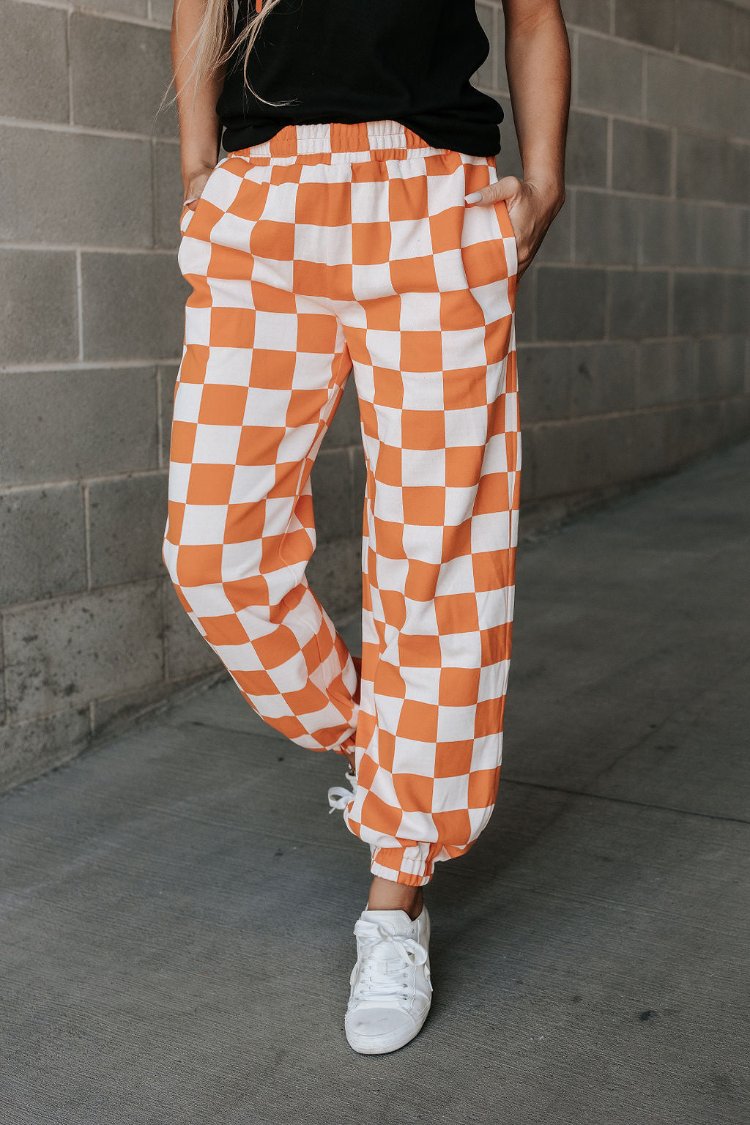 Checkered Joggers Pumpkin Spice Ampersand Avenue