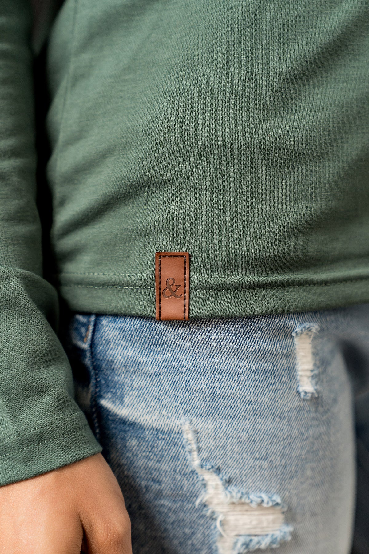 Long Sleeve V Neck Lulu Tee - Green