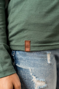 Long Sleeve V Neck Lulu Tee - Green