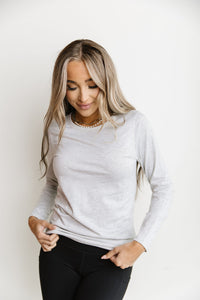 Long Sleeve Crew Neck Lulu Tee - Heather Grey
