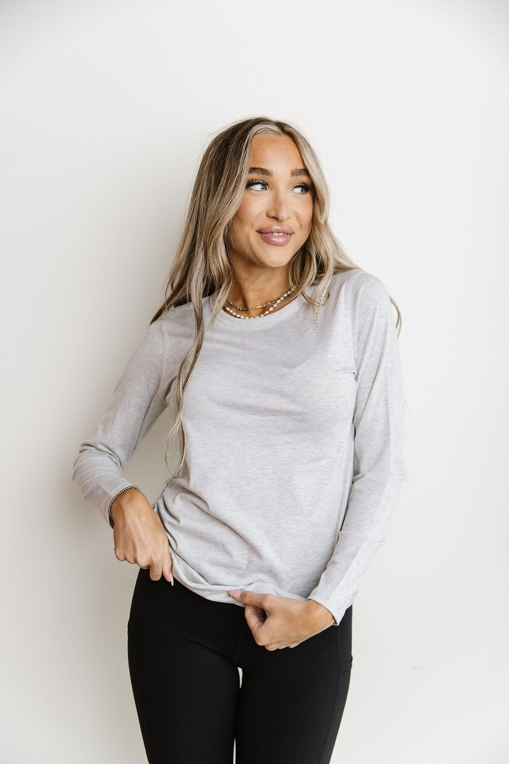 Long Sleeve Crew Neck Lulu Tee - Heather Grey