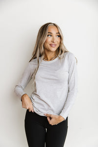 Long Sleeve Crew Neck Lulu Tee - Heather Grey