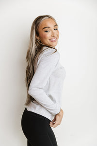 Long Sleeve Crew Neck Lulu Tee - Heather Grey
