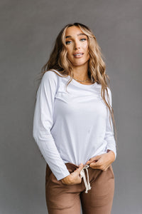 Long Sleeve Crew Neck Lulu Tee - White
