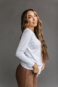Long Sleeve Crew Neck Lulu Tee - White