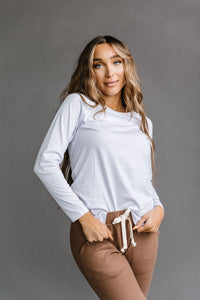 Long Sleeve Crew Neck Lulu Tee - White