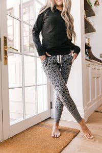 New & Improved Joggers- Charcoal Leopard