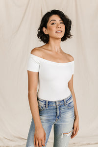 Bodysuit - Short Sleeve Off The Shoulder - White