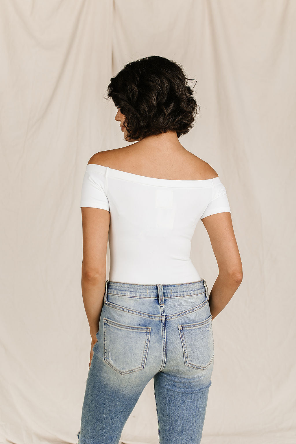 Bodysuit - Short Sleeve Off The Shoulder - White