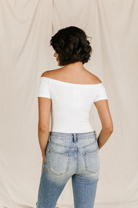 Bodysuit - Short Sleeve Off The Shoulder - White