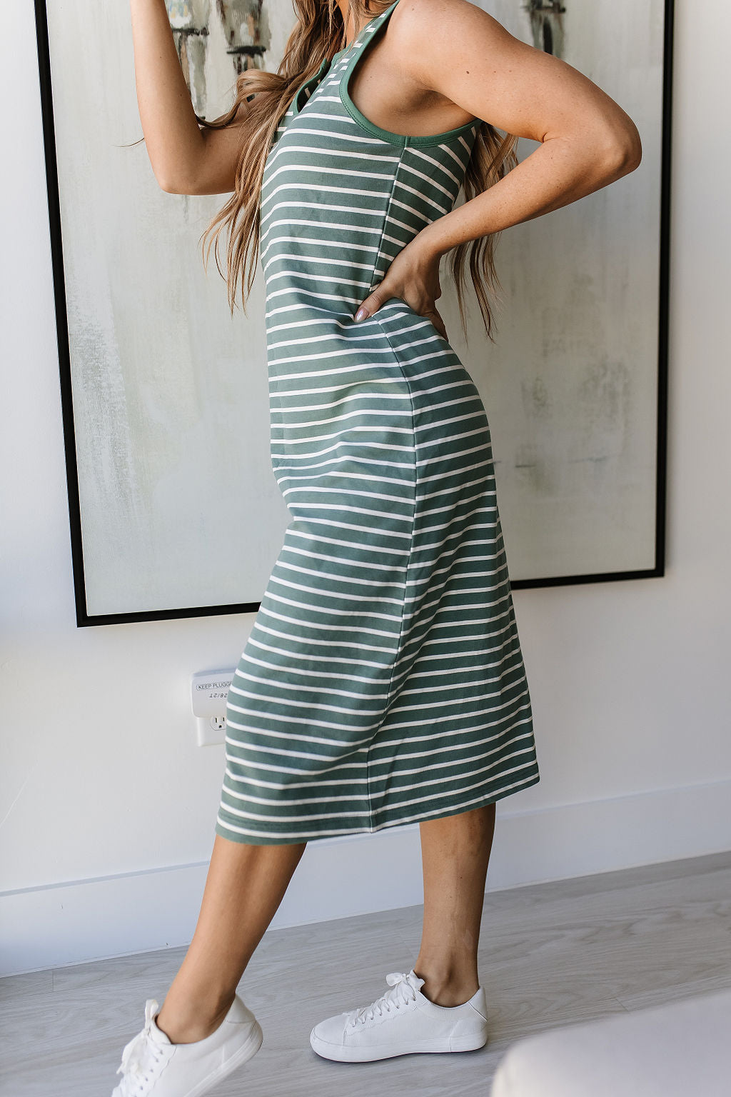 Striped Midi Dress - Sweet Mint