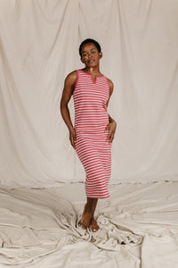 Striped Midi Dress - Cherry Blossom