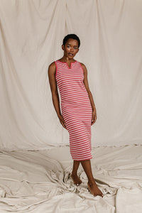 Striped Midi Dress - Cherry Blossom