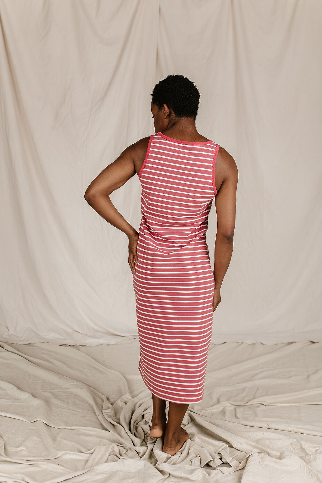 Striped Midi Dress - Cherry Blossom