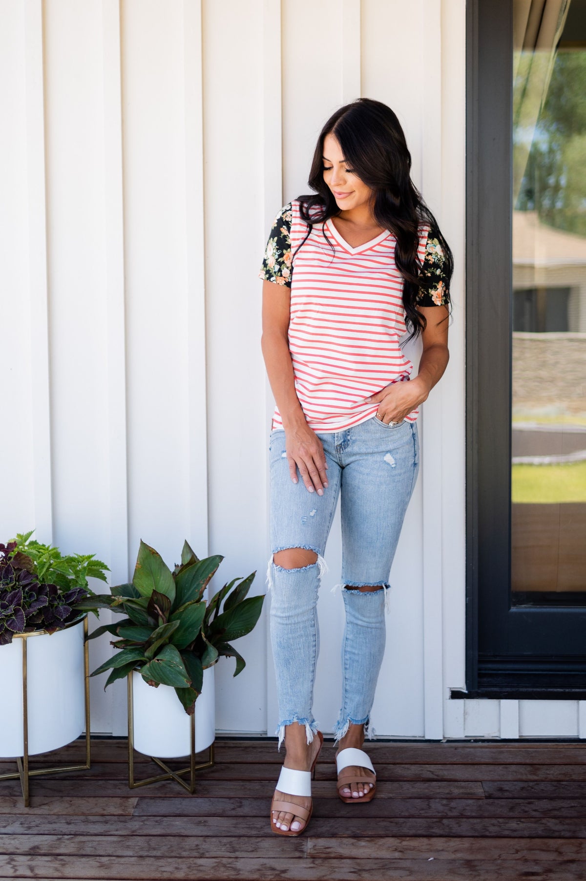 Accent LuLu - Coral Stripe & Floral