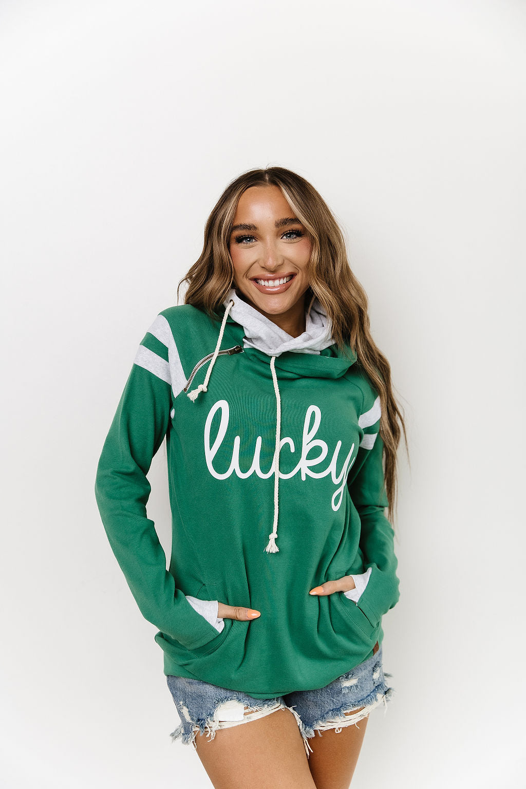 Ampersand Avenue DoubleHood Sweatshirt Happy Go Lucky