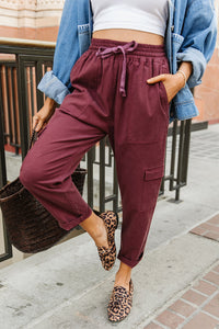 Cargo Cutie Crop Pant - Wine
