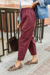 Cargo Cutie Crop Pant - Wine