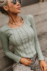 Waffle Lace Long Sleeve - Sage