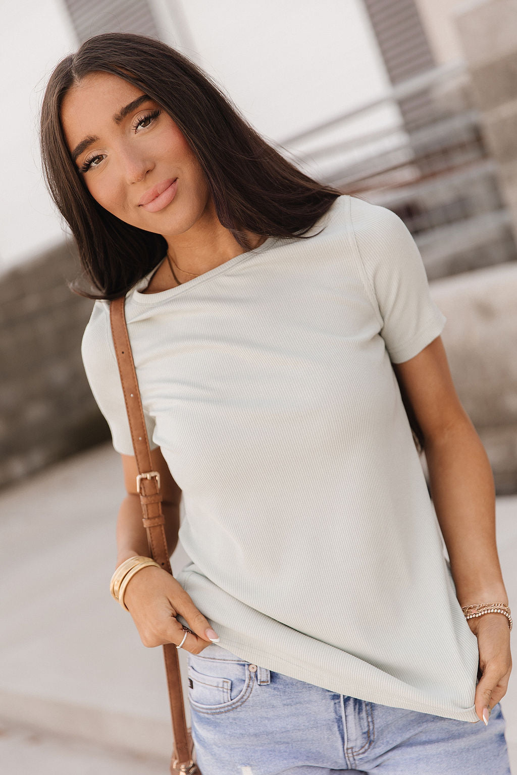 Ribbed Lulu Tee - Sage