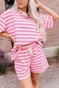 Waffle Boyfriend Tee - Bubblegum Stripe