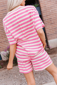 Waffle Boyfriend Tee - Bubblegum Stripe