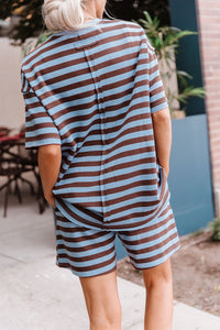 Waffle Boyfriend Tee - Blueberry Stripe