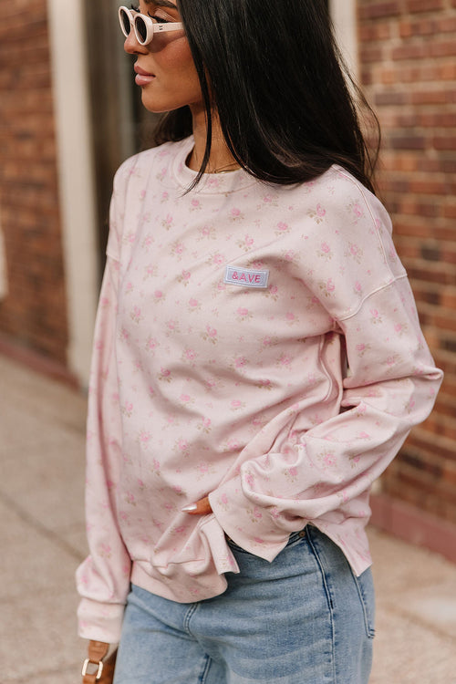 University SideSlit Pullover - Tea Rose