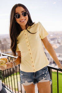 Button Front Lulu Tee - Banana